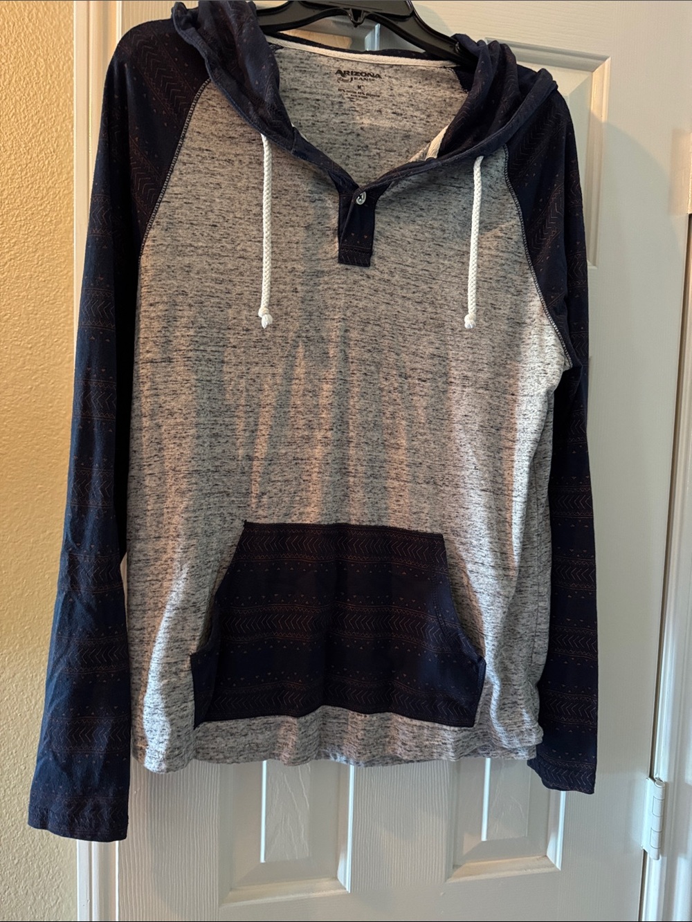 Arizona Jean Company Gray & Navy Hooded Raglan Pullover
